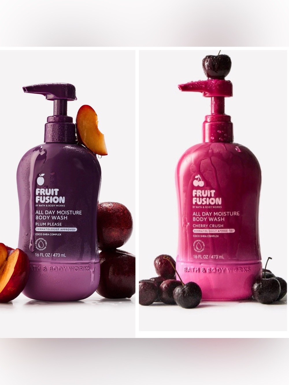 BATH AND BODY WORKS FRUIT FUSION PLUM PLEASE & CHERRY CRUSH BODY WASH